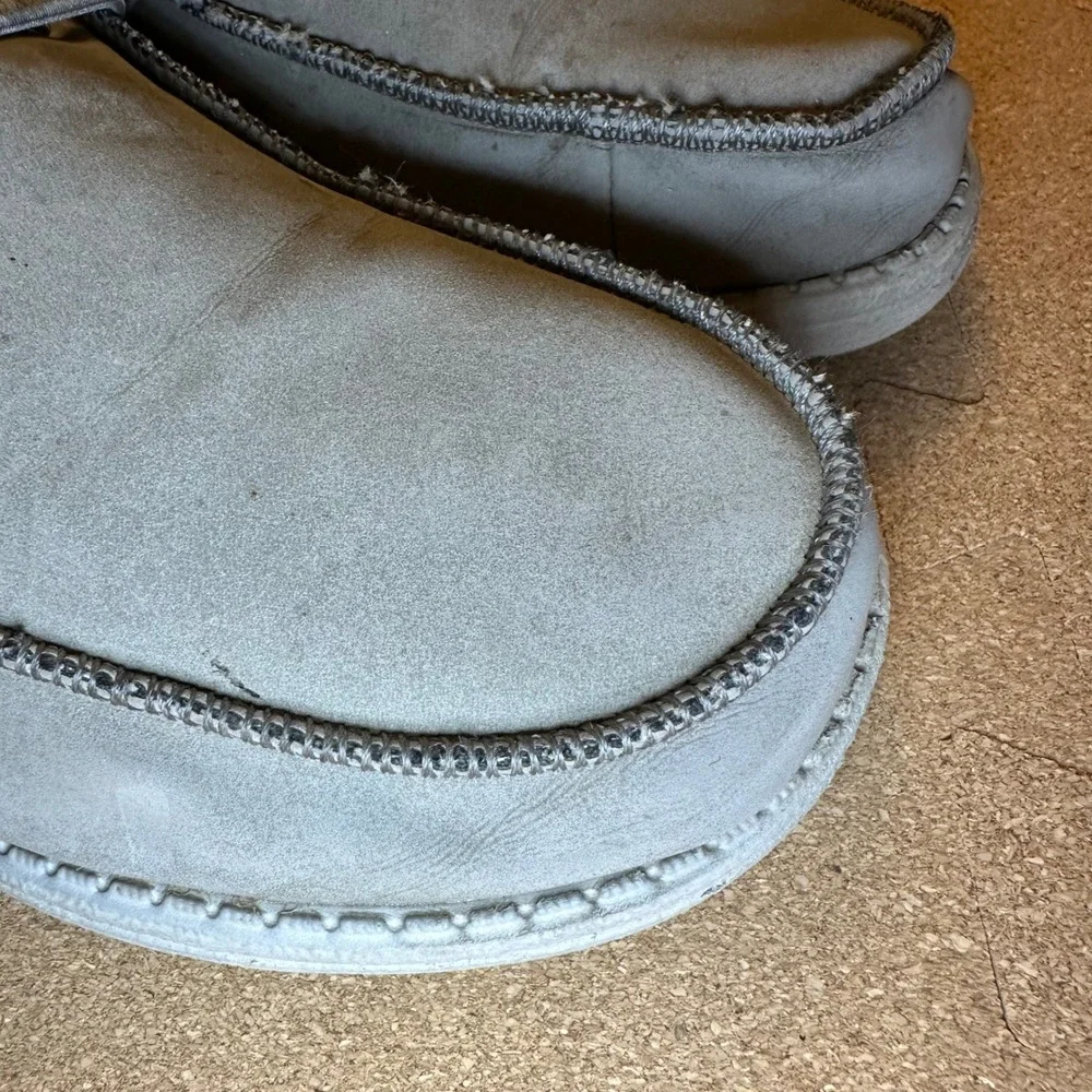Hey Dude Wally Fabricated Leather Men Size 6 Grey Slip On Loafer Casual Shoes